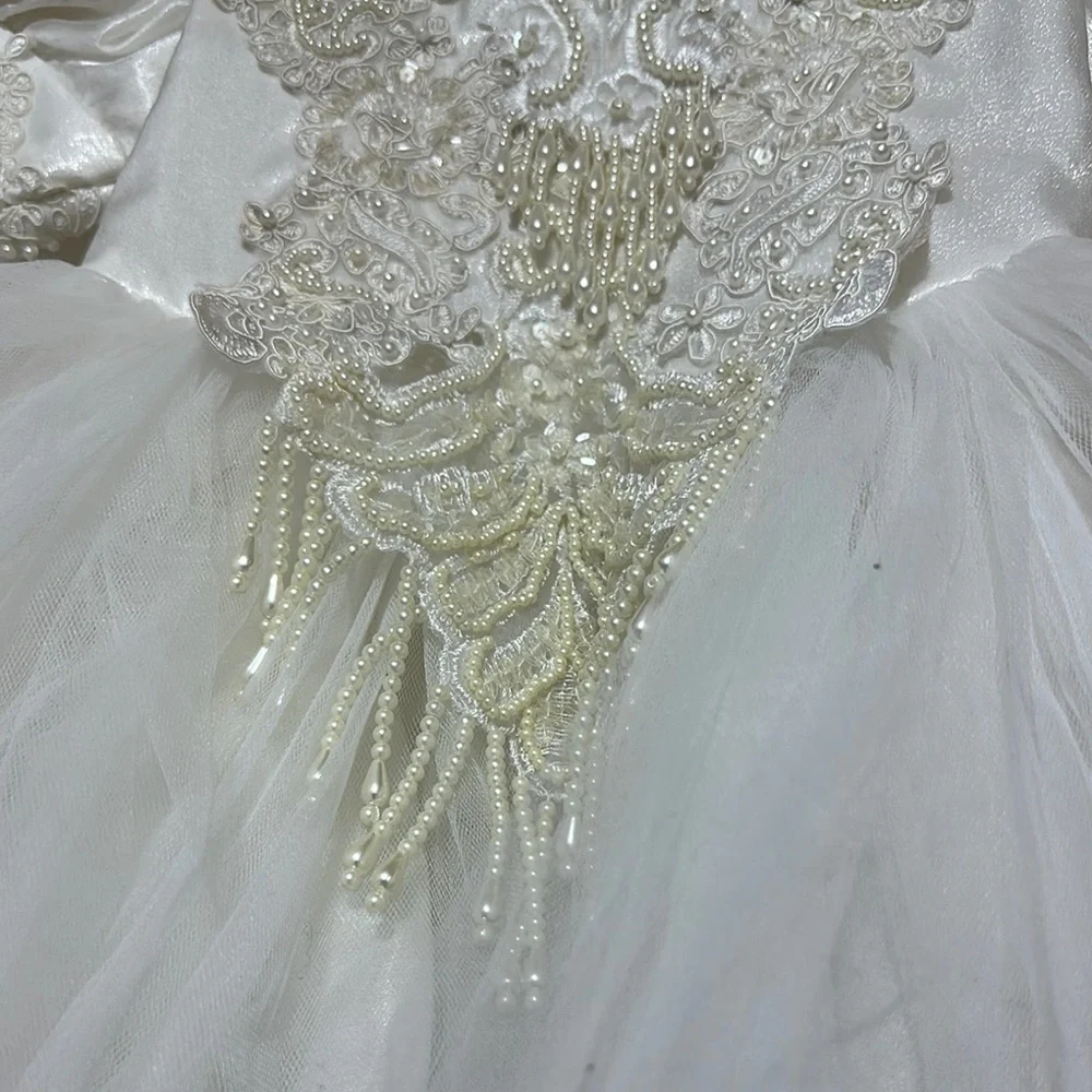 White Theater Costume with Lace and Puffy Sleeves